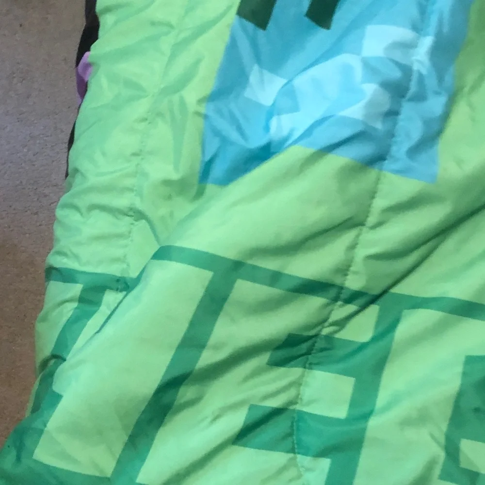 Green Pixel Monster Comforter with Character Accents